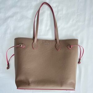 Lodis Tan and Pink Leather Tote Purse Bag